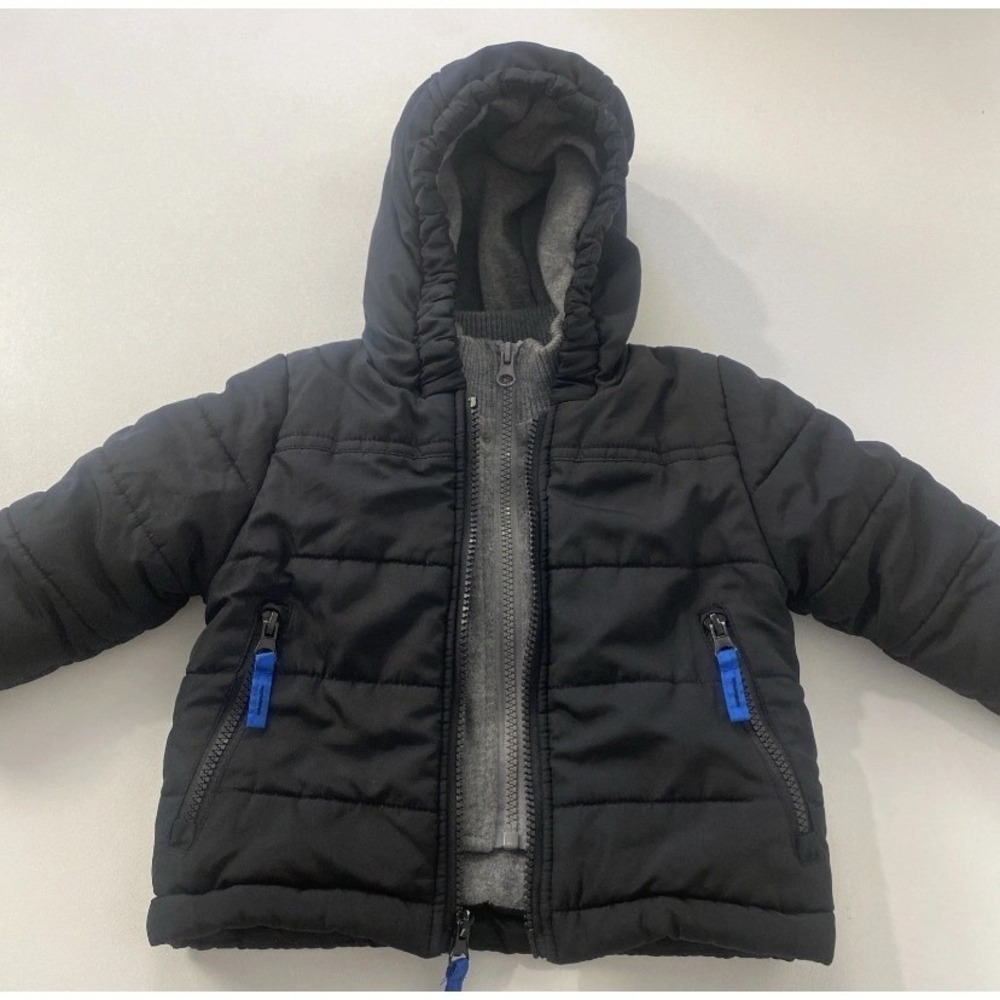 Rothschild Puffer Jacket Kids Black Blue Double Zip Hooded Winter Coat 18/24‎ Mo - Picture 6 of 10